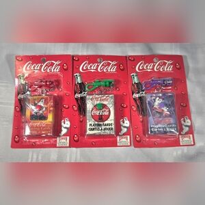 Coca Cola Red Playing Cards Keychain Set
